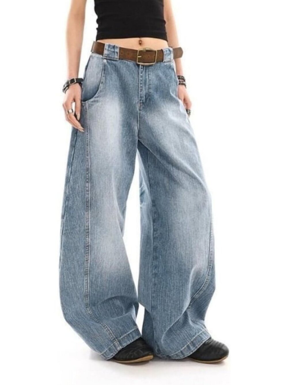 High Rise Baggy Jeans for Women | Oversized Wide Leg Barrel Pants